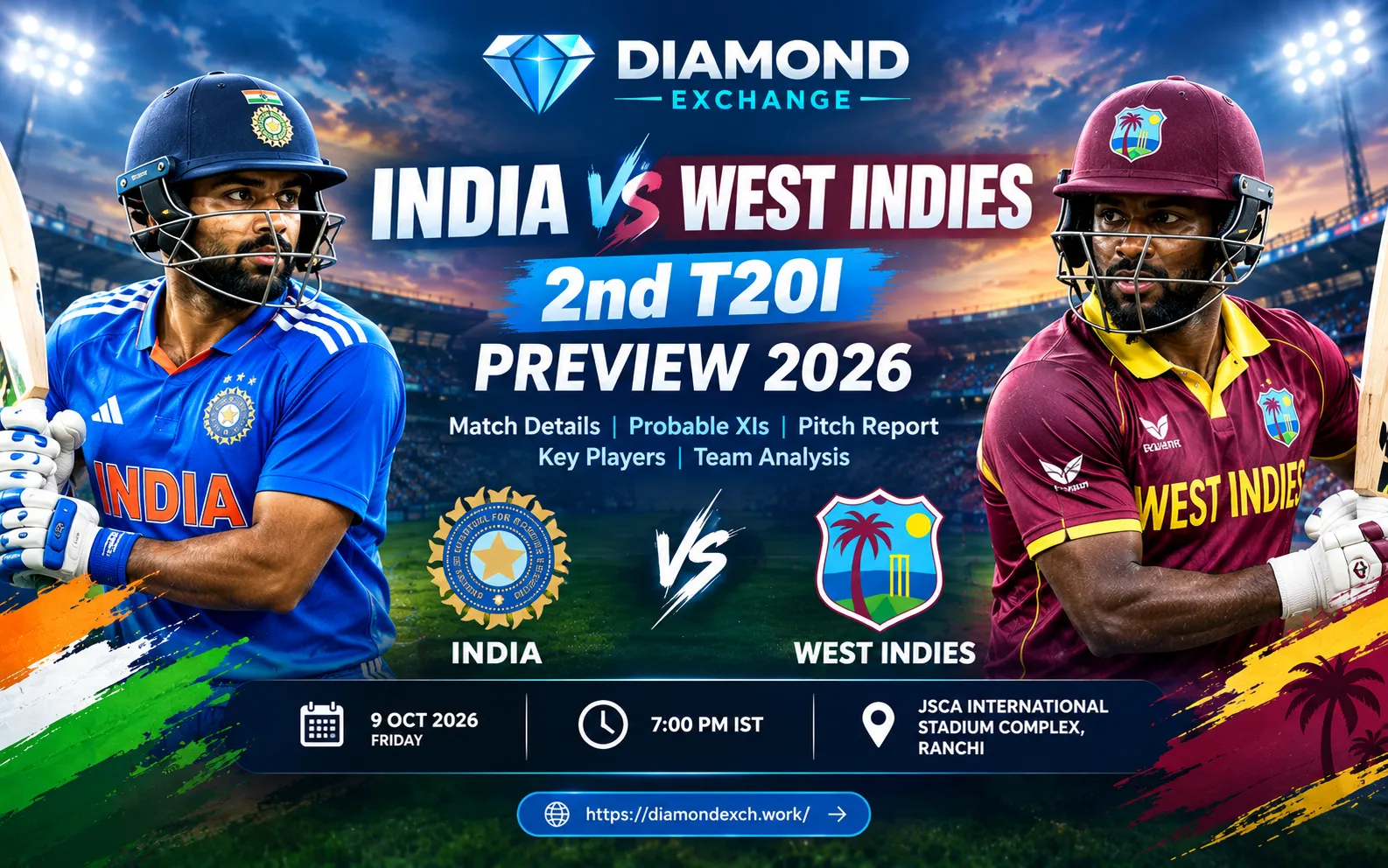 India vs West Indies 2nd T20I Preview 2026 Diamond Exchange